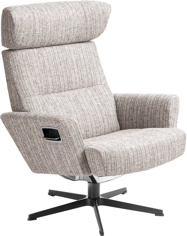 Stoff Montserrat beige, svart aluminumsfot med sving